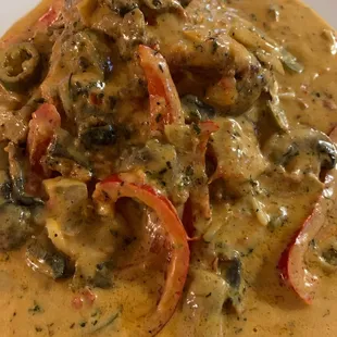 A huge serving of Chicken Murphy. Let's eat!