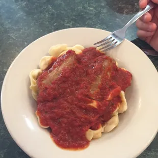 Tortellini with two huge sausage links