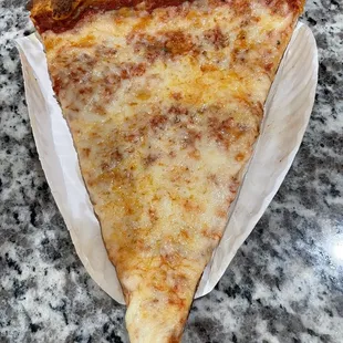 Giant slice of cheese pizza.