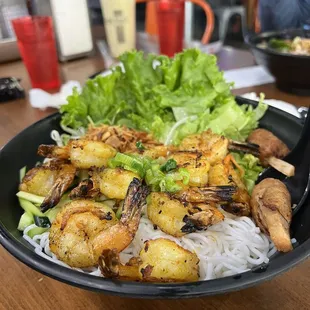 Bun with grilled shrimp