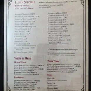 menu