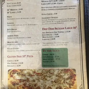 pizza, menu