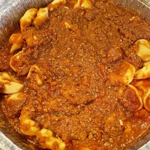 Cheese Tortellini with meat sauce