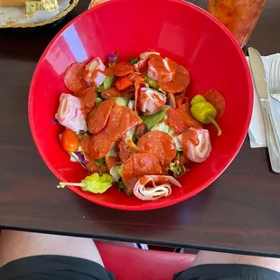 Antipasti salad, with house dressing.