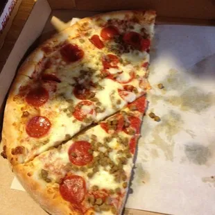 Half of a 18" sausage and pepperoni