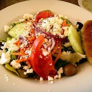 Greek salad. You can add chicken to it for extra $.