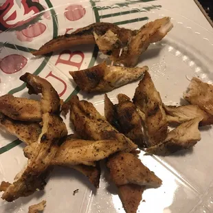 this was ALL of my chicken in my cesar chicken salad. I was so disappointed and i didn't get nearly as full as i had hoped.