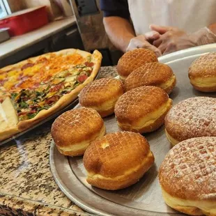 Pizza and Italian donuts