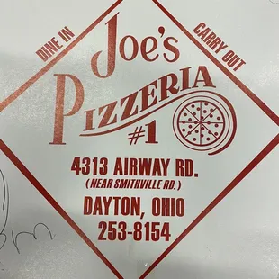 On the box - location info.