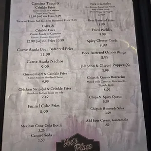 Jan 2025 menu