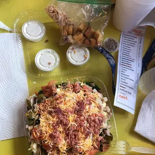 Large salad, loaded with everything but the kitchen sink.