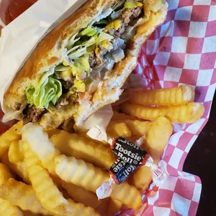 a sandwich and french fries