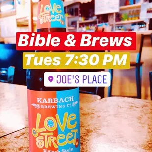Hang out and talk about Jesus every Tuesday night at Joe&apos;s Place! :)