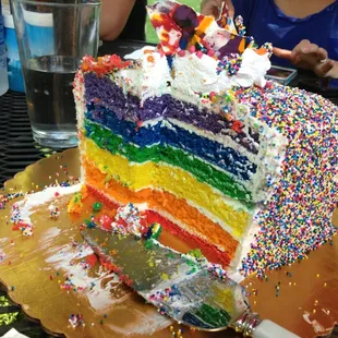 The inside layers of the Rainbow cake. So pretty!