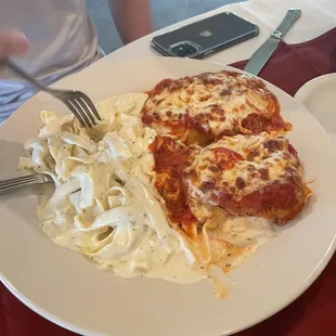 tour of italy: fettuccine alfredo, lasagna, and chicken parmesan