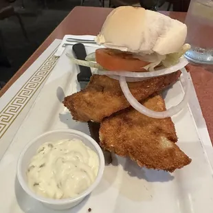 Fresh fried fish sandwich