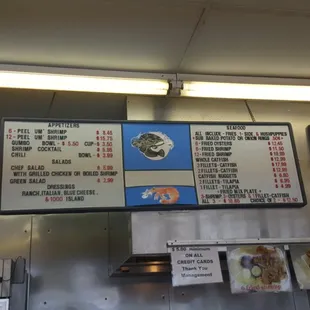 Menu at Joe's Seafood
