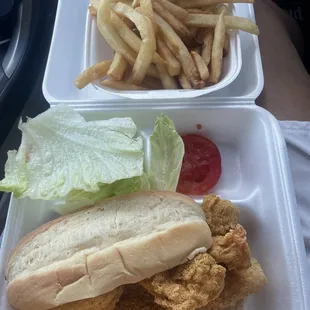 Fish and shrimp poboy