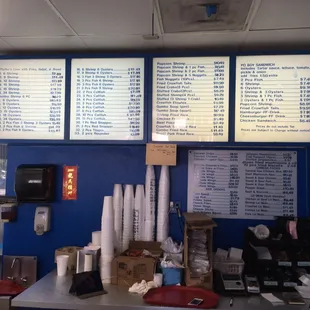 menus on the wall
