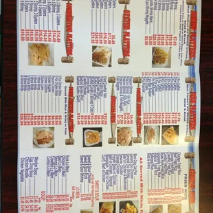 the menu for the restaurant