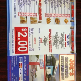 a menu for a restaurant