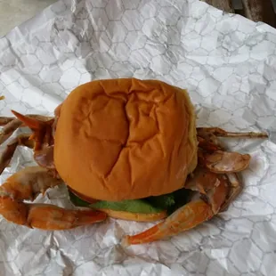 Soft she'll crab sandwich. What could be better?