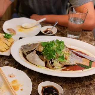 Steamed Whole Fish in Scallion and Ginger Sauce