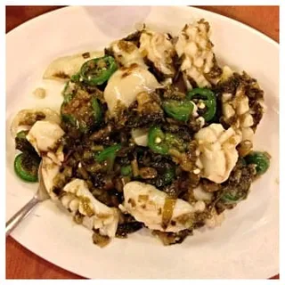 Squid with salted Vegetable and Jalapeno