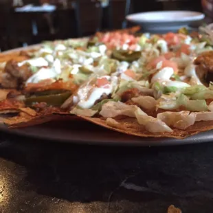 This was a taco flatbread pizza according to the menu, only it's actually just a big baked tortilla shell.