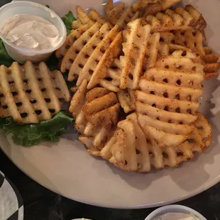 Seasoned fries--the star is the creamy dip!