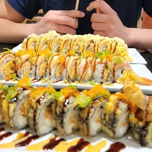 Las Vegas, Sexy Salmon, Golden Tiger (front to back)