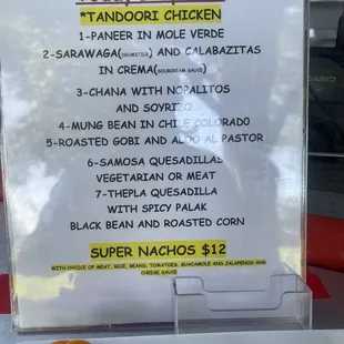 Featuring our weekly Indian/mexican infused specials come and try them