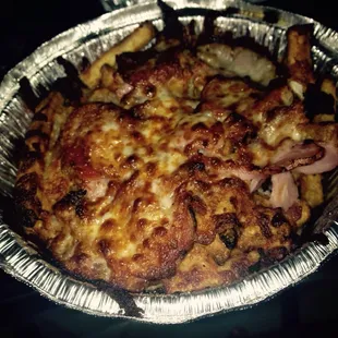 a pizza in a pie tin