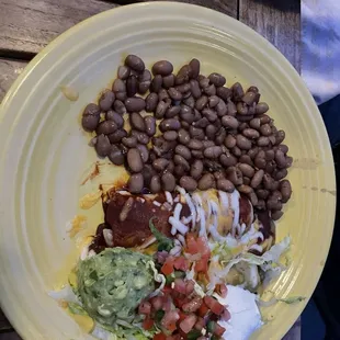 Christmas (one red/one green) cheese enchiladas