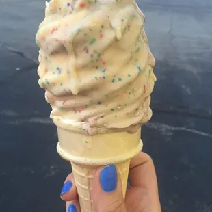 Twist cone dipped in birthday cake