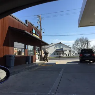 a view of a gas station
