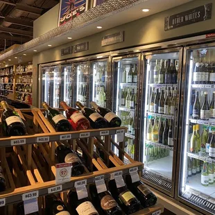 a display of bottles of wine