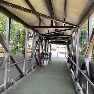 the walkway leading to the parking garage