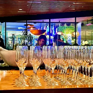 the artillery ready to deploy sparkling wines for every guest upon entry