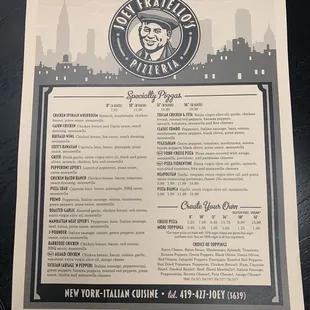 Menu as of 7/12/21
