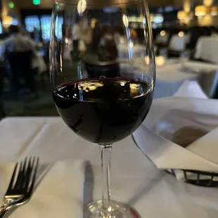 A glass of Caymus petite Syrah -thanks to Scott&apos;s recommendation.