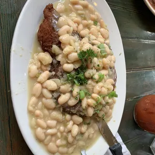 White Beans w/ Fried Pork Chop