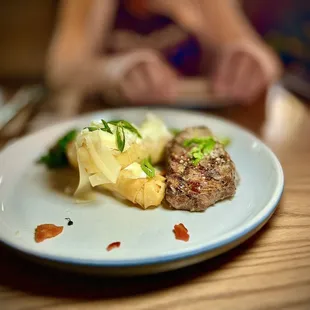 7 oz prime top sirloin, grana padano crispy mashed potatoes, broccolini was AMAZING! Thanks to our server, Marshall.