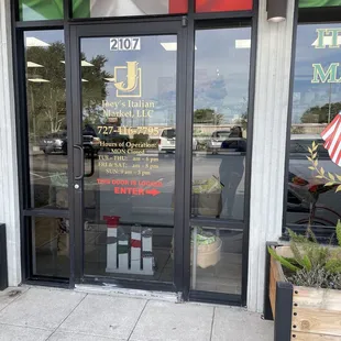 the entrance to the restaurant