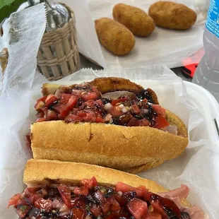 The George Sandwich is delish! Croquettes in the back were ok.