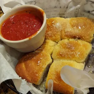 Complimentary roles and pasta sauce.  I think the regular price is $2.95