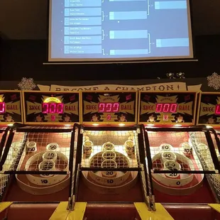 skee ball machines along with the tournament chart