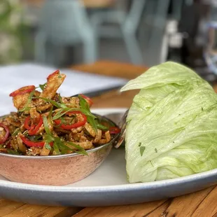 Schezuan chicken lettuce wraps