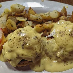 Crab Louie eggs benedict