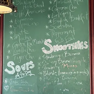 Drink and soup menu